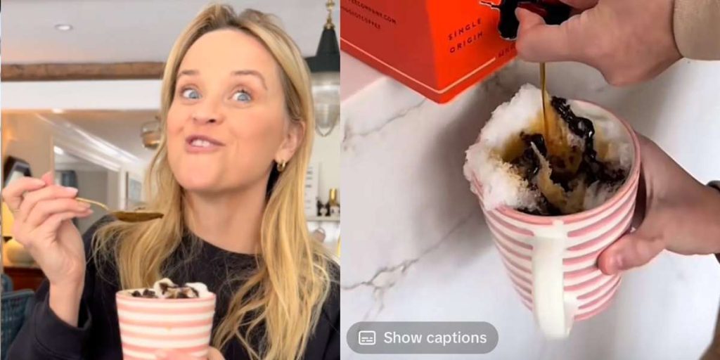 Reese Witherspoon Eating Snow