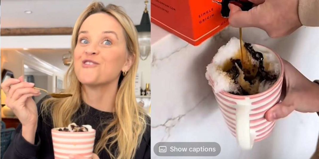 Reese Witherspoon Eating Snow