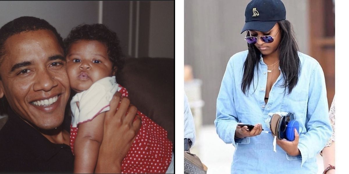 Sasha Obama then and now