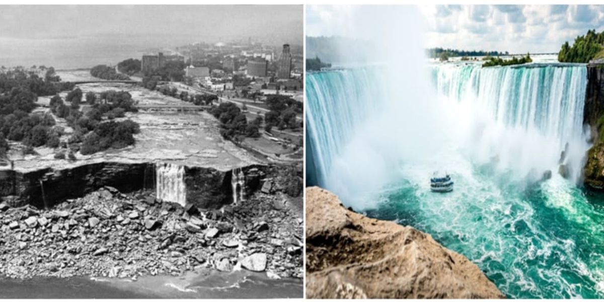 Niagara Falls then vs now